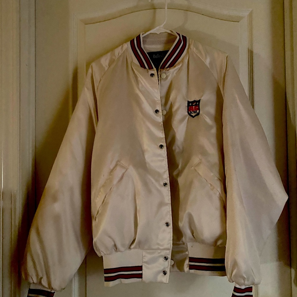 White satin baseball jacket